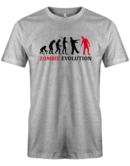 Zombie-Evolution-Herren-Halloween-Shirt-Grau
