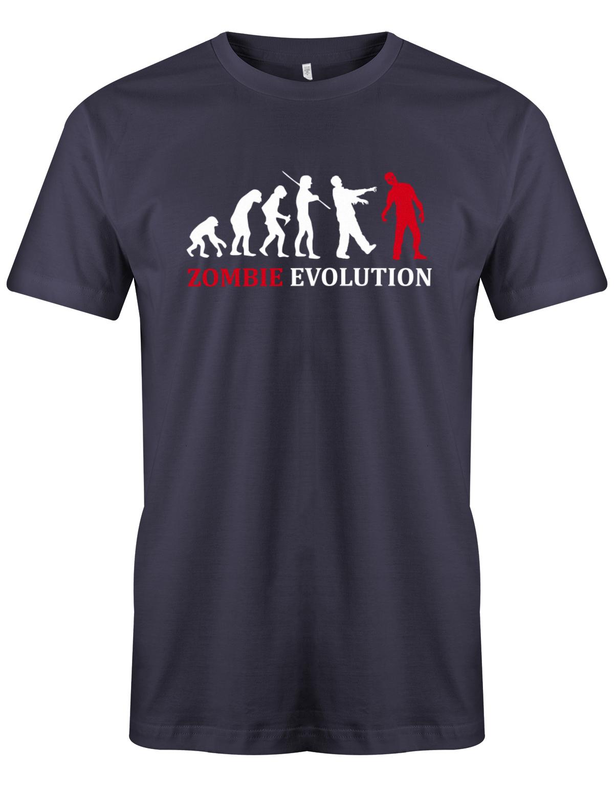 Zombie-Evolution-Herren-Halloween-Shirt-Navy
