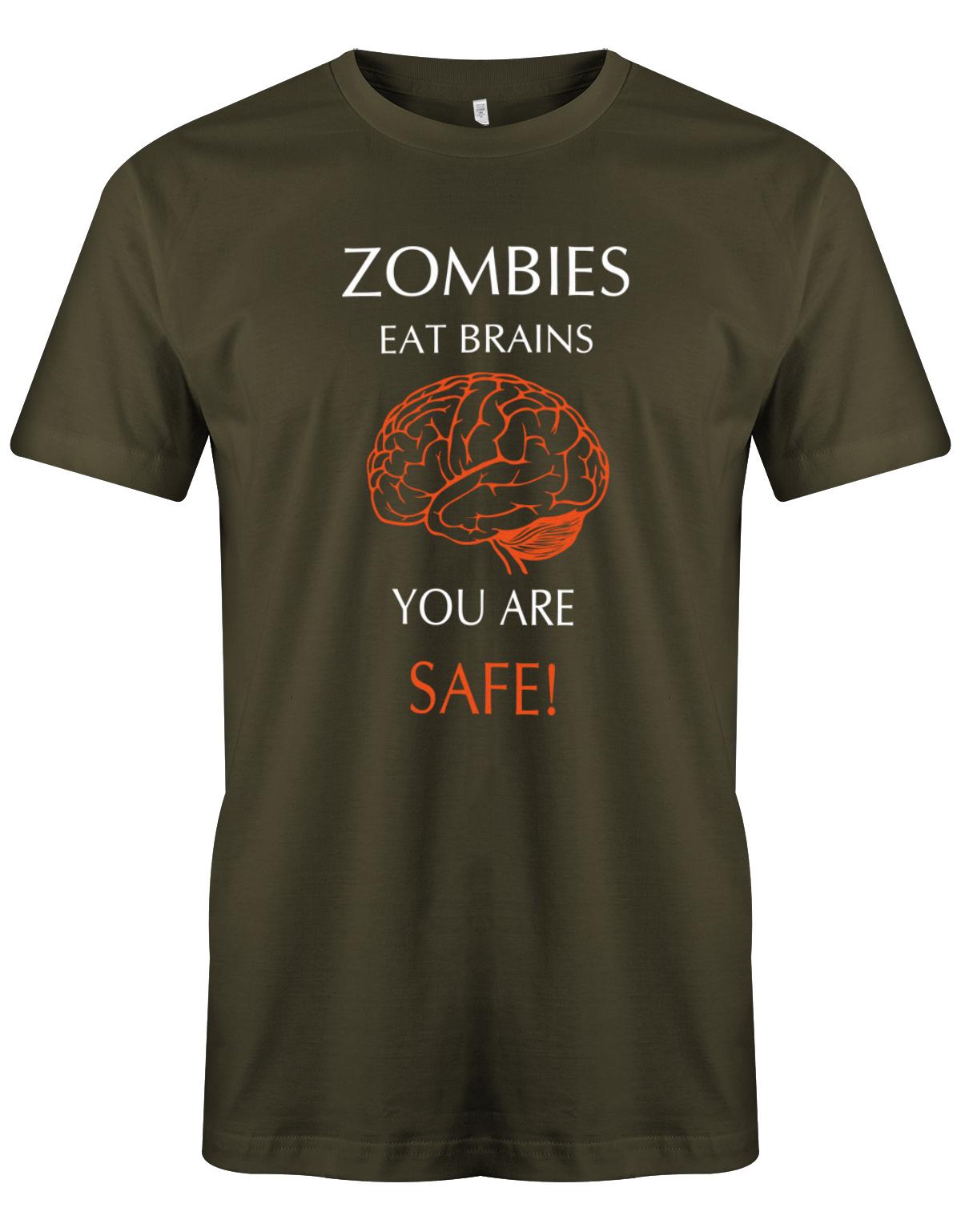 Zombies eats brain you are safe - Halloween - Herren T-Shirt Army