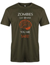 Zombies eats brain you are safe - Halloween - Herren T-Shirt Army