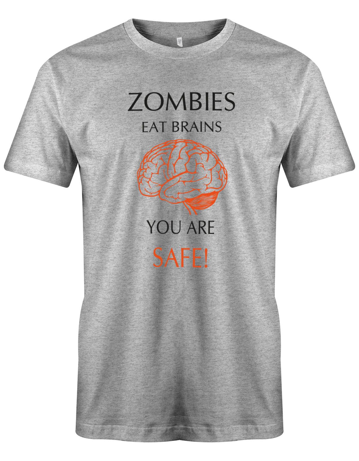 Zombies eats brain you are safe - Halloween - Herren T-Shirt Grau