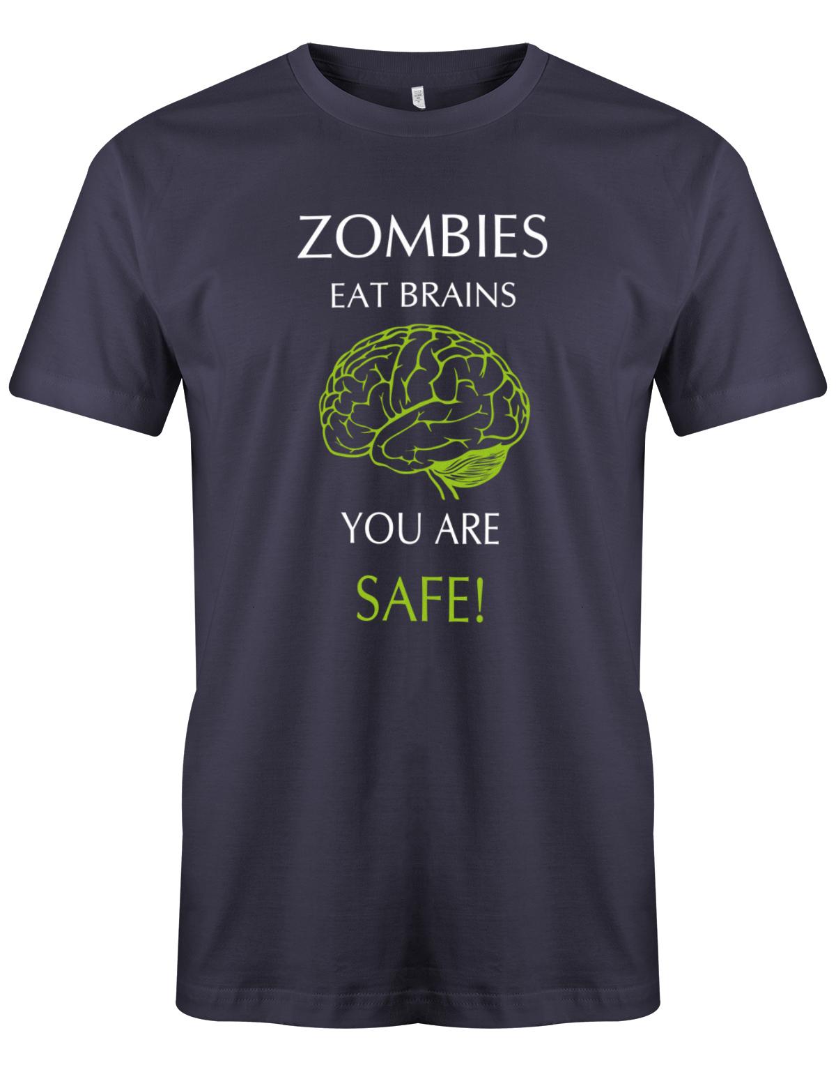 Zombies eats brain you are safe - Halloween - Herren T-Shirt Navy