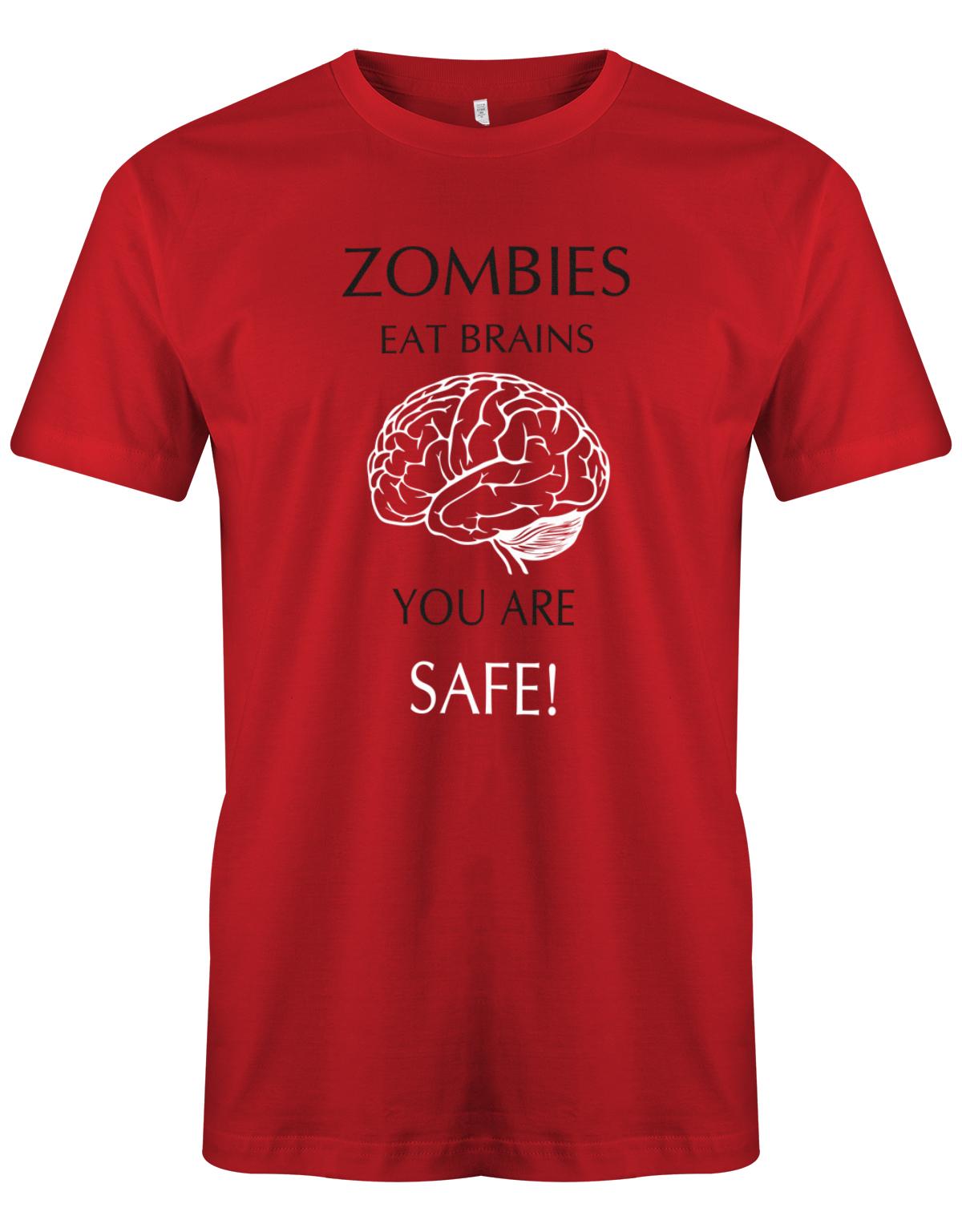 Zombies eats brain you are safe - Halloween - Herren T-Shirt Rot