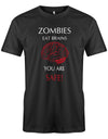 Zombies eats brain you are safe - Halloween - Herren T-Shirt Schwarz