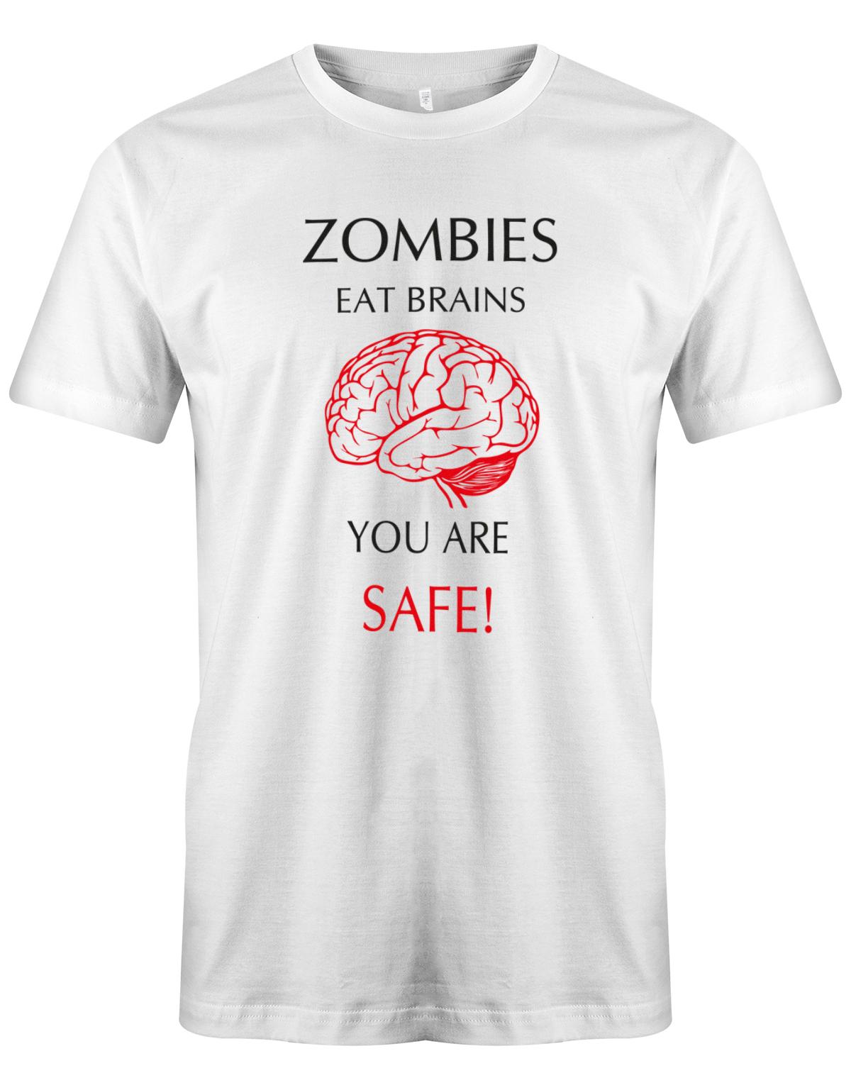 Zombies eats brain you are safe - Halloween - Herren T-Shirt Weiss