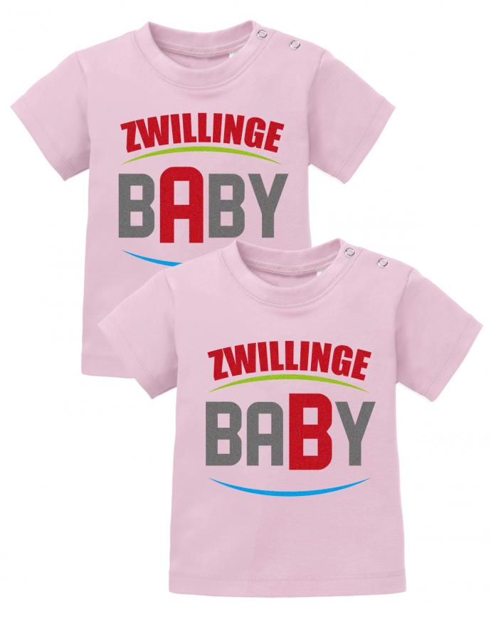 Zwillings Sprüche Baby Shirt Zwillinge A und B aus BABY Rosda