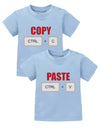 Zwillings Sprüche Baby Shirt Copy Ctrl+C - Paste CTRL+V Hellblau
