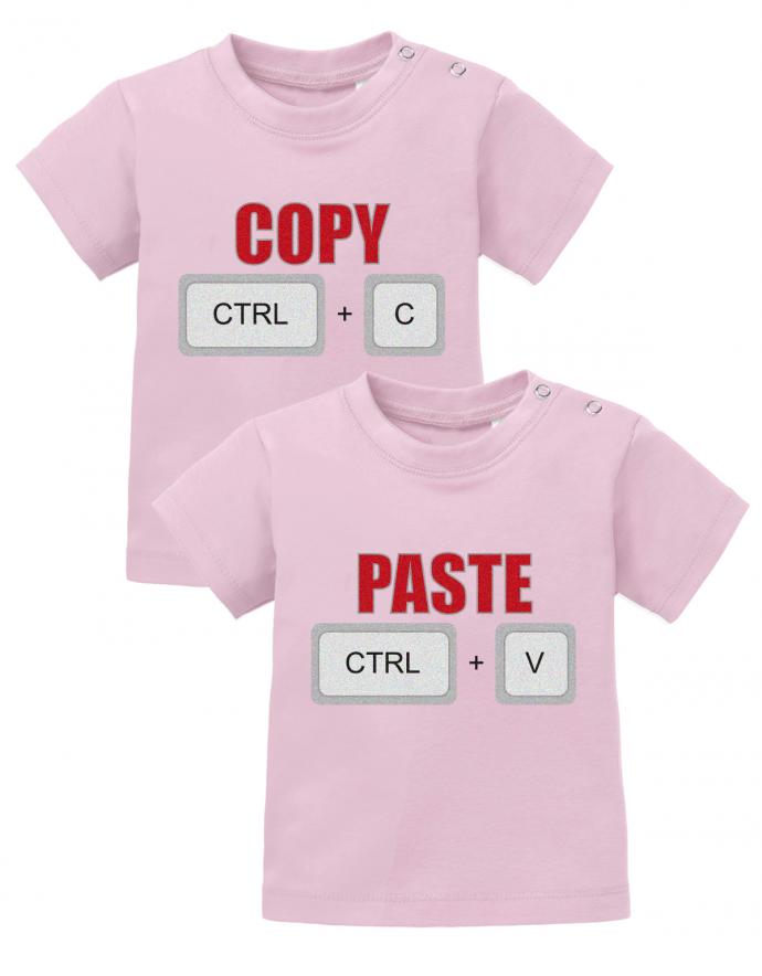 Zwillings Sprüche Baby Shirt Copy Ctrl+C - Paste CTRL+V Rosa