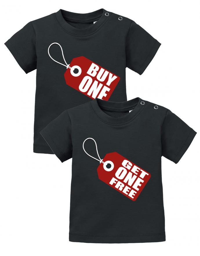 Zwillings Sprüche Baby Shirt Buy One get One Free - Kauf ein und erhalte eins Gratis Schwarz
