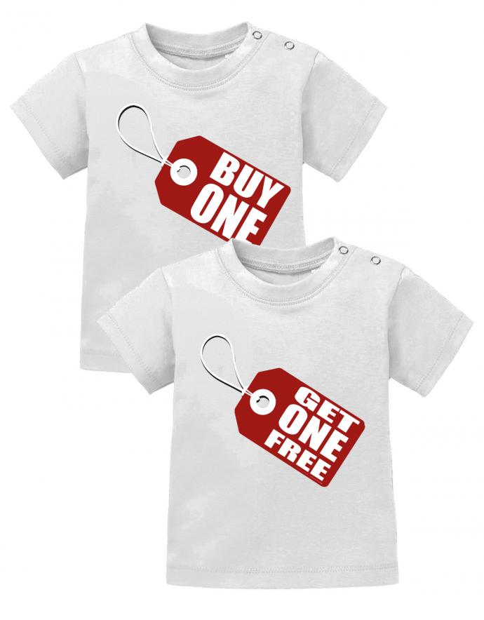 Zwillings Sprüche Baby Shirt Buy One get One Free - Kauf ein und erhalte eins Gratis Weiss