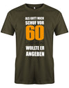 Lustiges Sprüche T-Shirt zum 60. Geburtstag für den Mann Bedruckt mit Als Gott mich schuf vor 60 Jahren wollte er angeben. AArmy