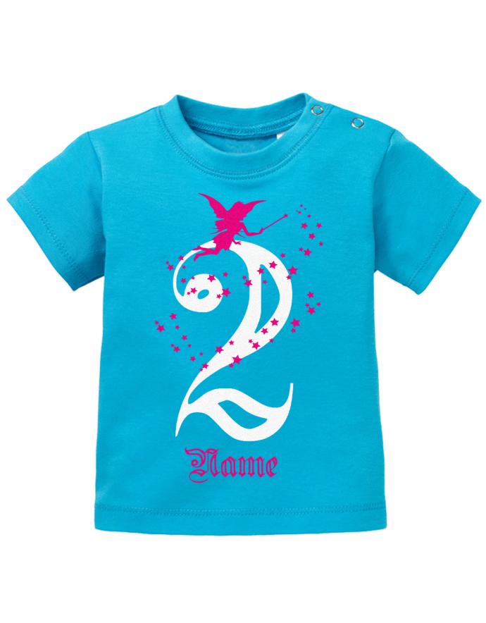 Feen Glitzer 2 jahre mit wunschnamen- t-Shirt mit Glitzer und Wunschnamen Mädchen-blau