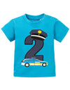 T Shirt 2 Geburtstag Junge Baby. Polizist Große 2 mit Polizeiauto und Polizeimütze. Blau