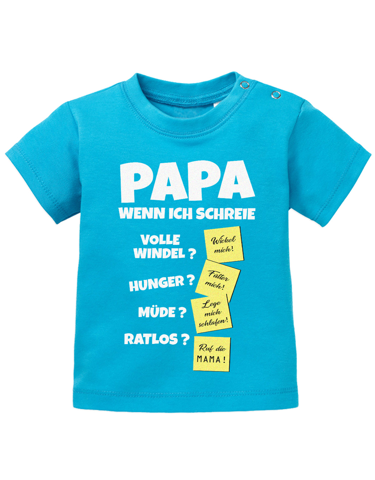 Lustiges süßes Sprüche Baby Shirt Papa wenn ich schreie - Notizen Lösungen. Blau