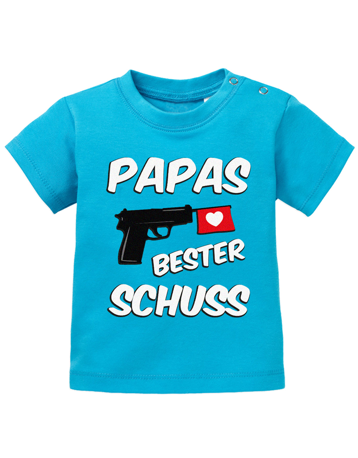 Lustiges süßes Sprüche Baby Shirt Papas bester Schuss Blau