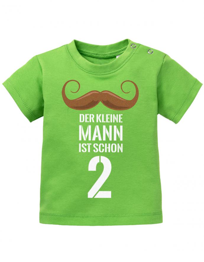 T Shirt 2 Geburtstag Junge Baby. Der kleine Mann ist schon 2 mit Bart. Lustiges Geburtstag Shirt junge 2 Jahre Grün