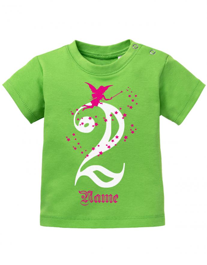 Feen Glitzer 2 jahre mit wunschnamen- t-Shirt mit Glitzer und Wunschnamen Mädchen- Grün