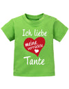 Tante Spruch Baby Shirt. Ich liebe meine verrückte Tante mit großen Herz. Grün