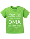 Oma Spruch Baby Shirt. Wenn ich sprechen könnte, würde ich sagen Oma, ich liebe Dich. Grün