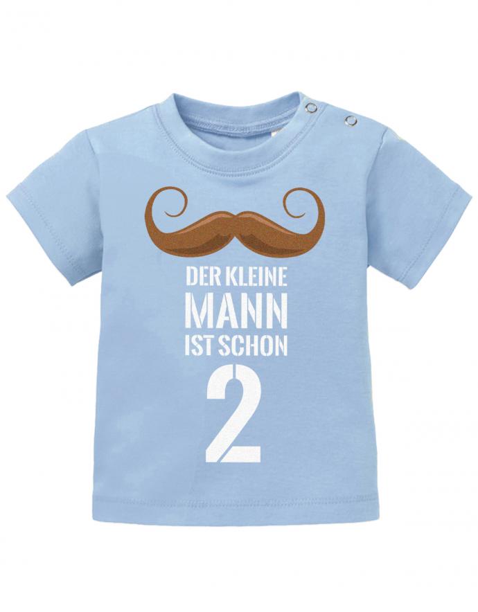 T Shirt 2 Geburtstag Junge Baby. Der kleine Mann ist schon 2 mit Bart. Lustiges Geburtstag Shirt junge 2 Jahre. Hellblau