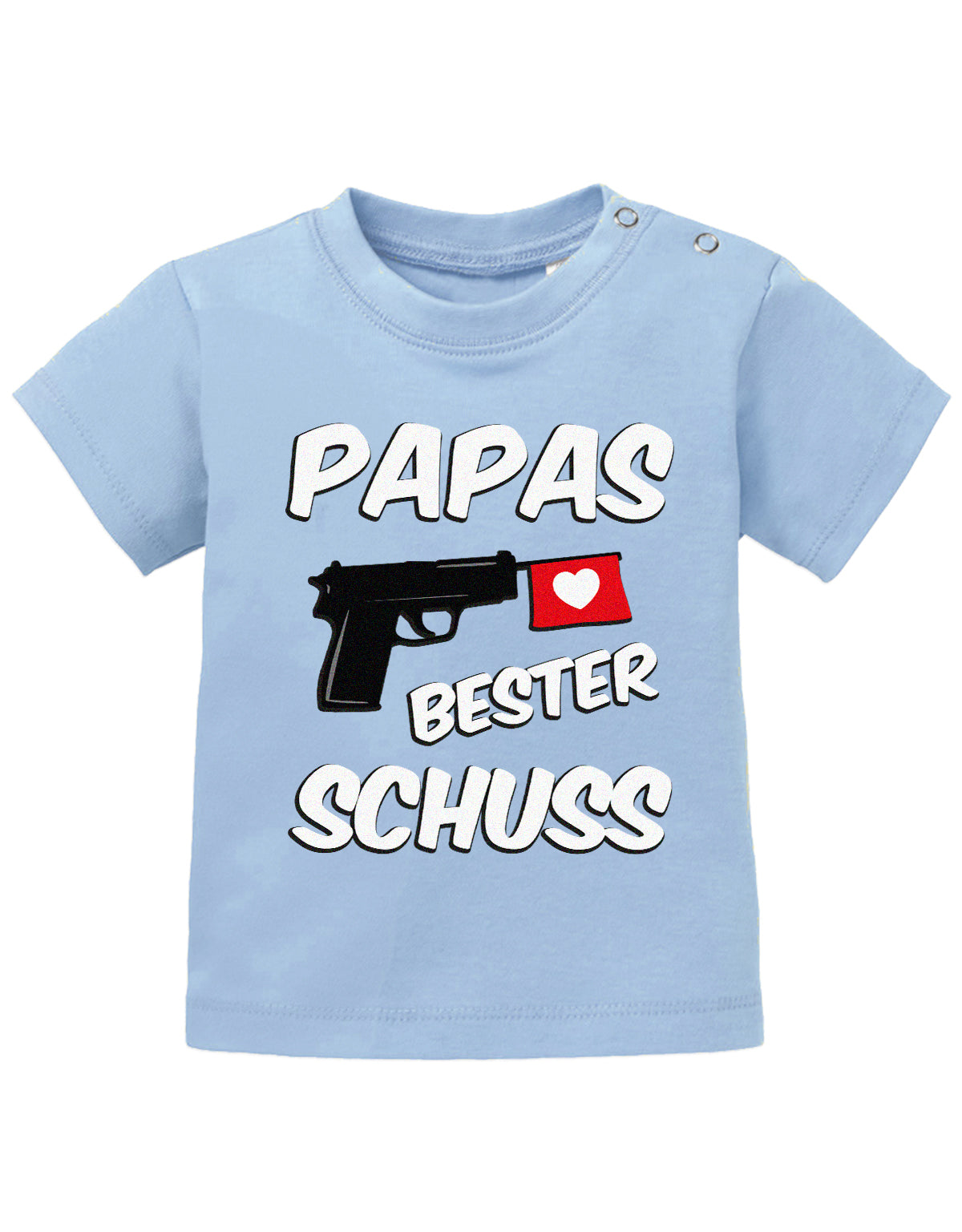 Lustiges süßes Sprüche Baby Shirt Papas bester Schuss hellblau