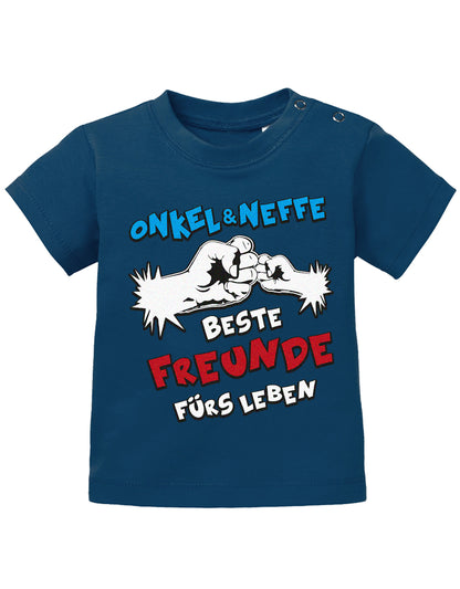 Onkel Spruch Baby Shirt. Onkel und Neffe, beste Freunde fürs Leben. Faust an Faust. Navy