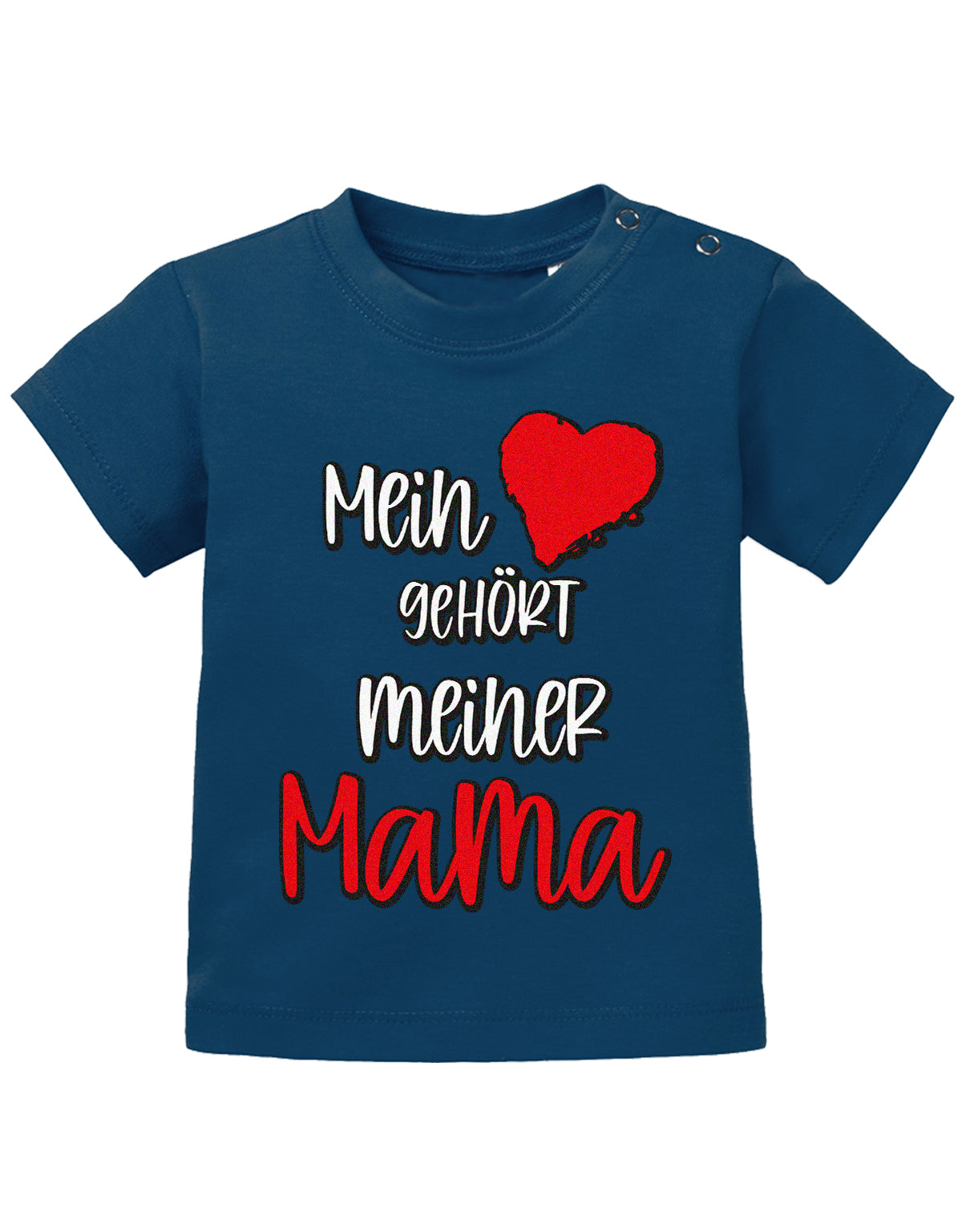 Mama Spruch Baby Shirt. Mein Herz gehört meiner Mama. Navy