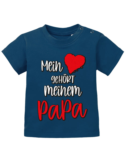 Papa Spruch Baby Shirt. Mein Herz gehört meinem Papa. Navy