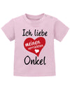 Onkel Spruch Baby Shirt. Ich liebe meinen verrückten Onkel mit großem Herz. Rosa