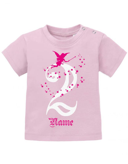 Feen Glitzer 2 jahre mit wunschnamen- t-Shirt mit Glitzer und Wunschnamen Mädchen-rosa
