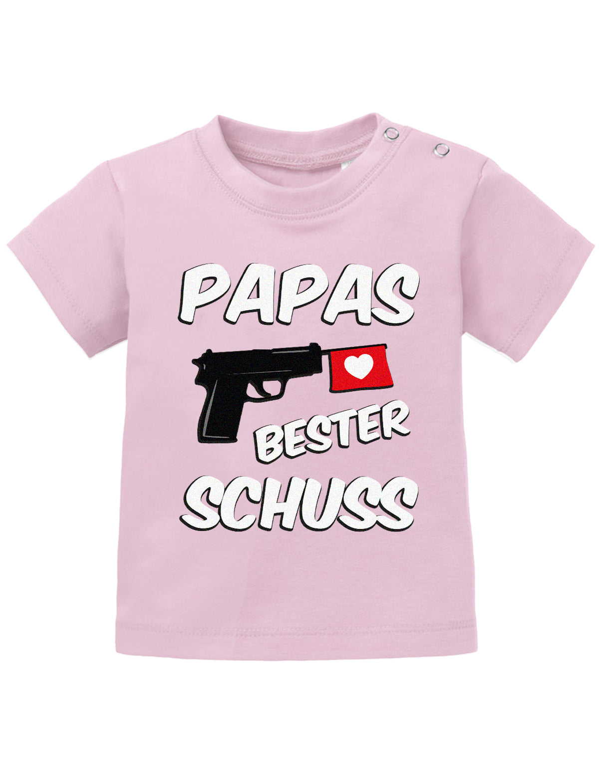 Lustiges süßes Sprüche Baby Shirt Papas bester Schuss Rosa