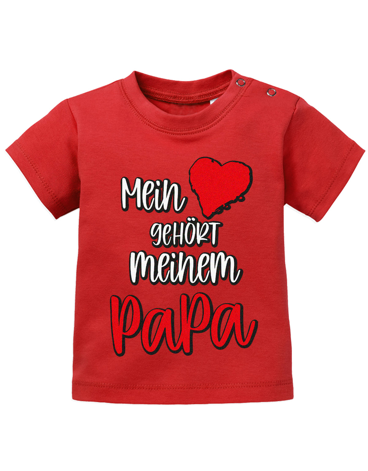 Papa Spruch Baby Shirt. Mein Herz gehört meinem Papa. Rot