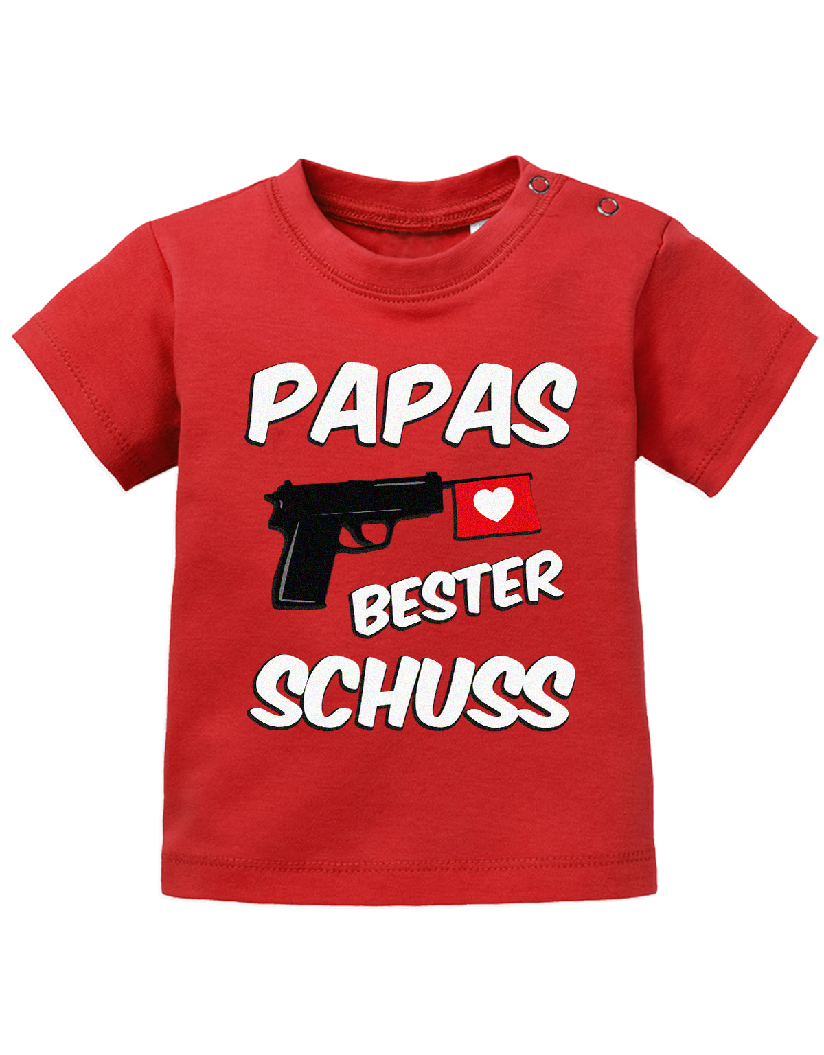 Lustiges süßes Sprüche Baby Shirt Papas bester Schuss Rot