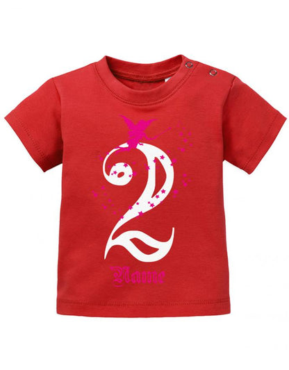 Feen Glitzer 2 jahre mit wunschnamen- t-Shirt mit Glitzer und Wunschnamen Mädchen-rot