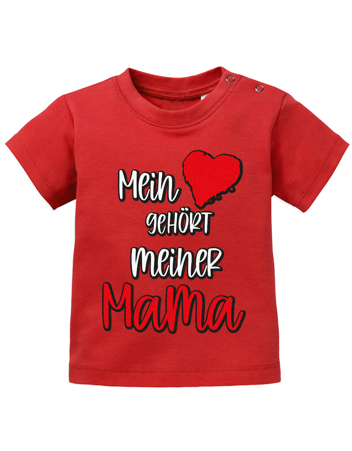 Mama Spruch Baby Shirt. Mein Herz gehört meiner Mama. Rot