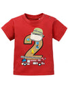 Baby-T-Shirt 2 Jahre Geburtstag mit Feuerwehr jungen-rot