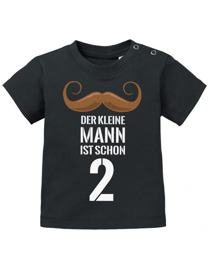 T Shirt 2 Geburtstag Junge Baby. Der kleine Mann ist schon 2 mit Bart. Lustiges Geburtstag Shirt junge 2 Jahre schwarz