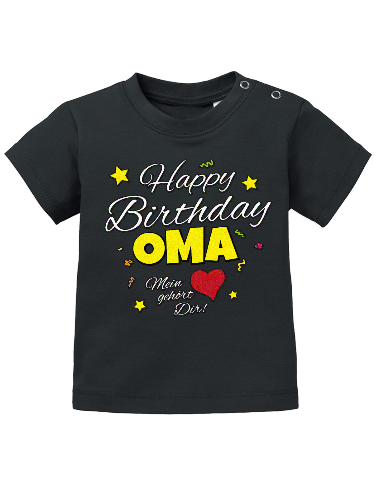 Oma Spruch Baby Shirt. Happy Birthday Oma, Mein Herz gehört dir. Schwarz