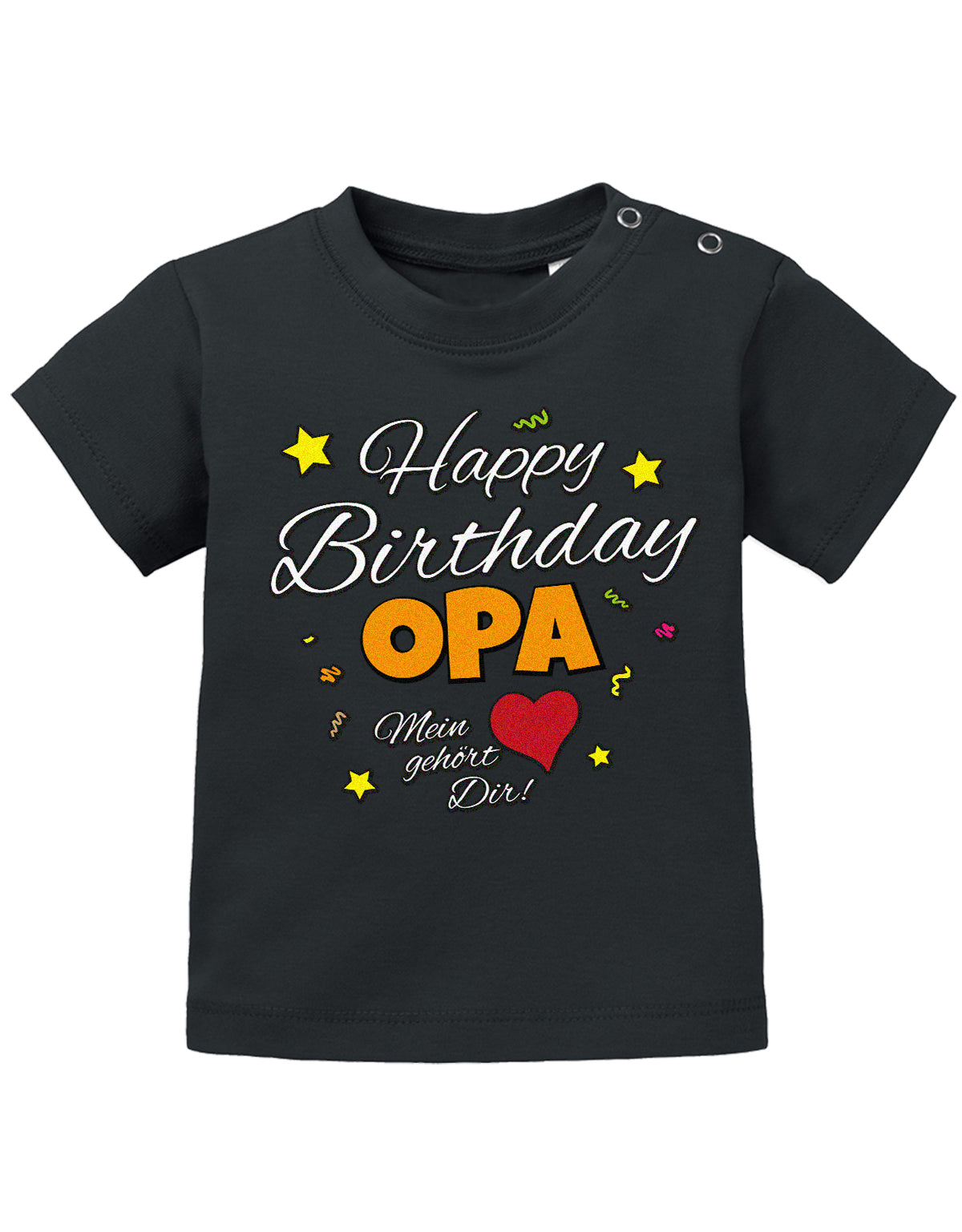 Opa Spruch Baby Shirt. Happy Birthday, Opa, mein Herz gehört Dir. Schwarz