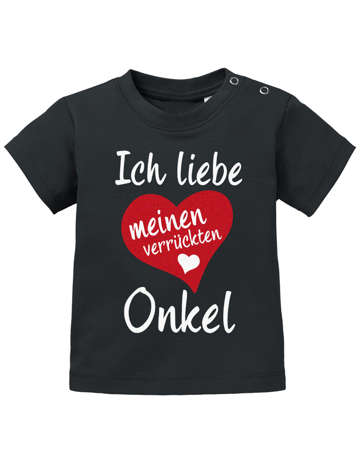 Onkel Spruch Baby Shirt. Ich liebe meinen verrückten Onkel mit großem Herz. Schwarz