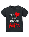 Papa Spruch Baby Shirt. Mein Herz gehört meinem Papa. Schwarz