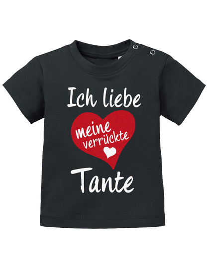 Tante Spruch Baby Shirt. Ich liebe meine verrückte Tante mit großen Herz. Schwarz