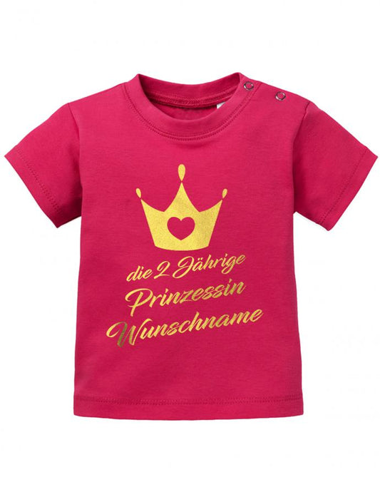 T Shirt 2 Geburtstag Mädchen Baby. Die 2-jährige Prinzessin. Personalisiert mit Namen vom Geburtstagskind. Sorbet