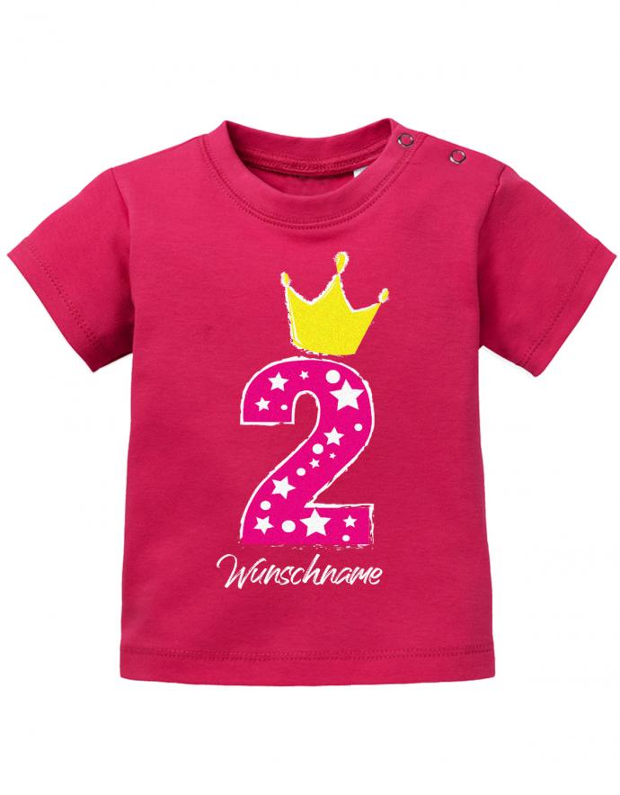 baby-t-shirt-geburtstag 2 jahre mit krone und wunschnamen-baby-t-shirt bedruckt mädchen sorbet