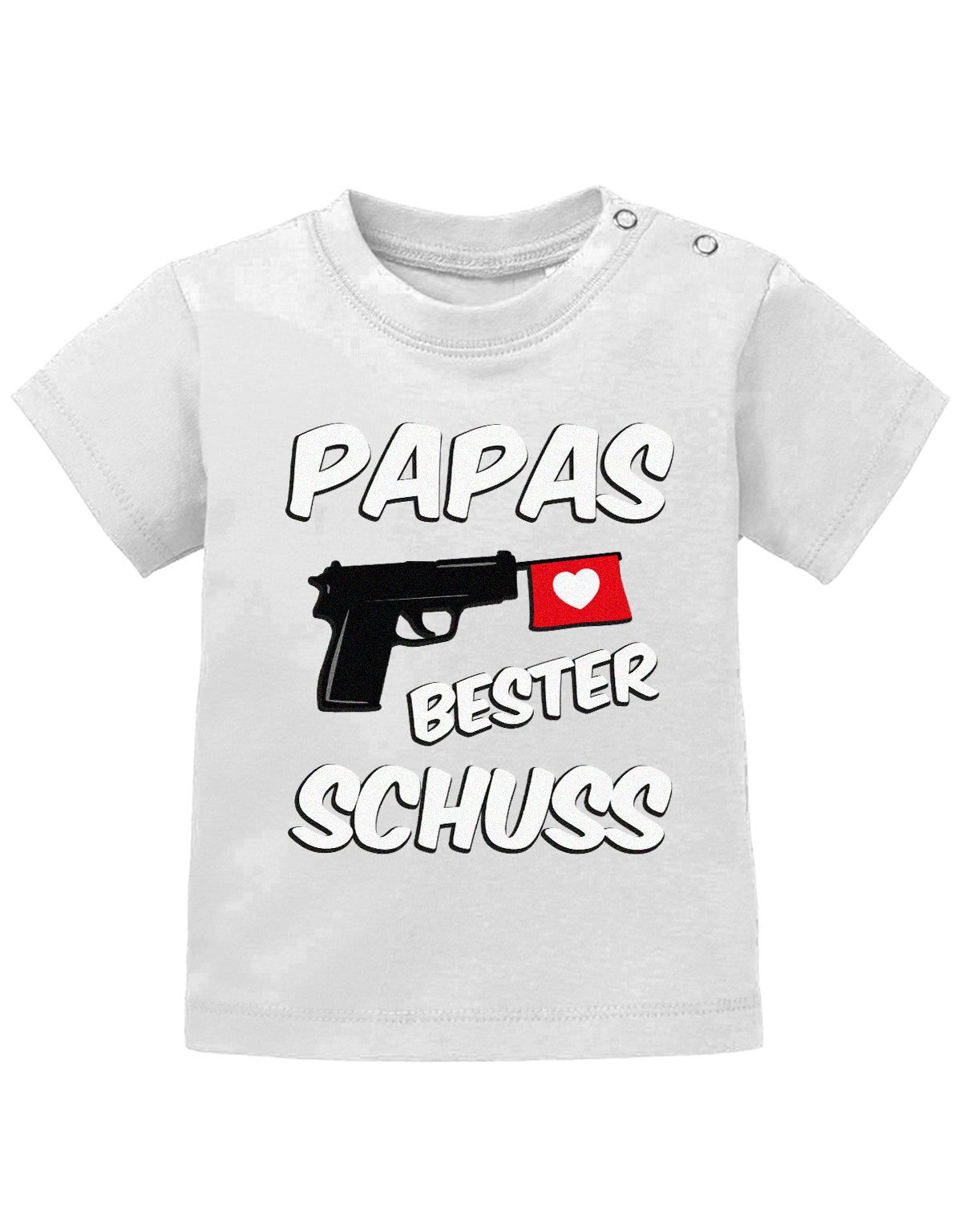 Lustiges süßes Sprüche Baby Shirt Papas bester Schuss Weiss