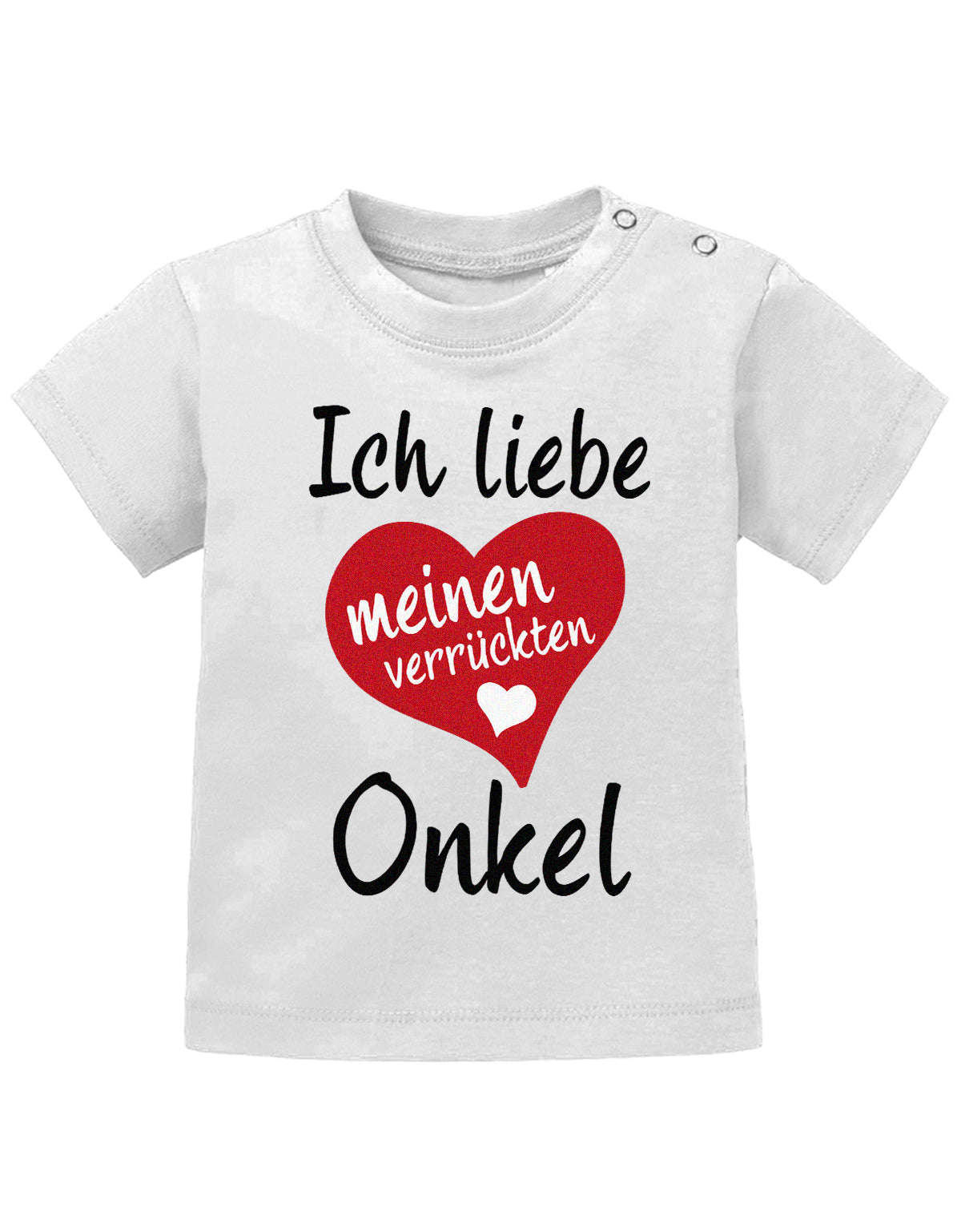 Onkel Spruch Baby Shirt. Ich liebe meinen verrückten Onkel mit großem Herz. Weiss