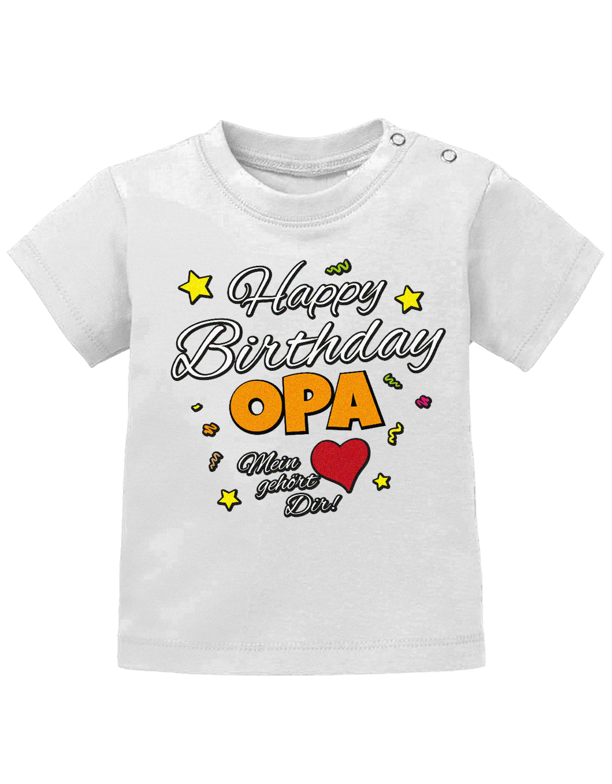 Opa Spruch Baby Shirt. Happy Birthday, Opa, mein Herz gehört Dir. Weiss