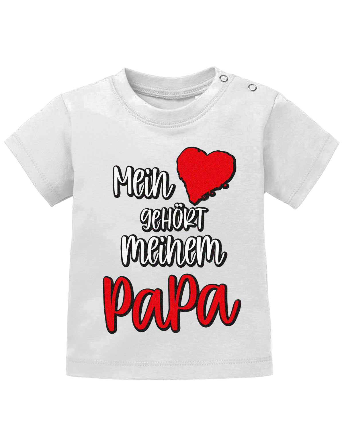 Papa Spruch Baby Shirt. Mein Herz gehört meinem Papa. Weiss