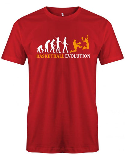 bBasketball Sprüche Shirt. Basketball Evolution - Vom Affen zum Basketballer. Rot