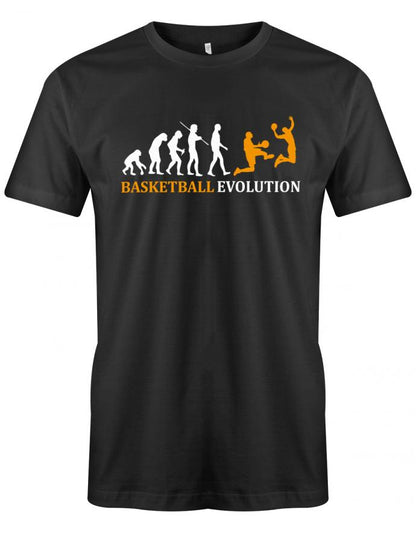 Basketball Sprüche Shirt. Basketball Evolution - Vom Affen zum Basketballer. SChwarz